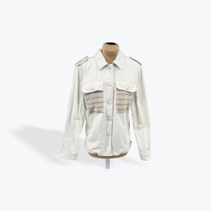 GAP Womens White Military Style Jacket‎ Medium M Cotton Blend